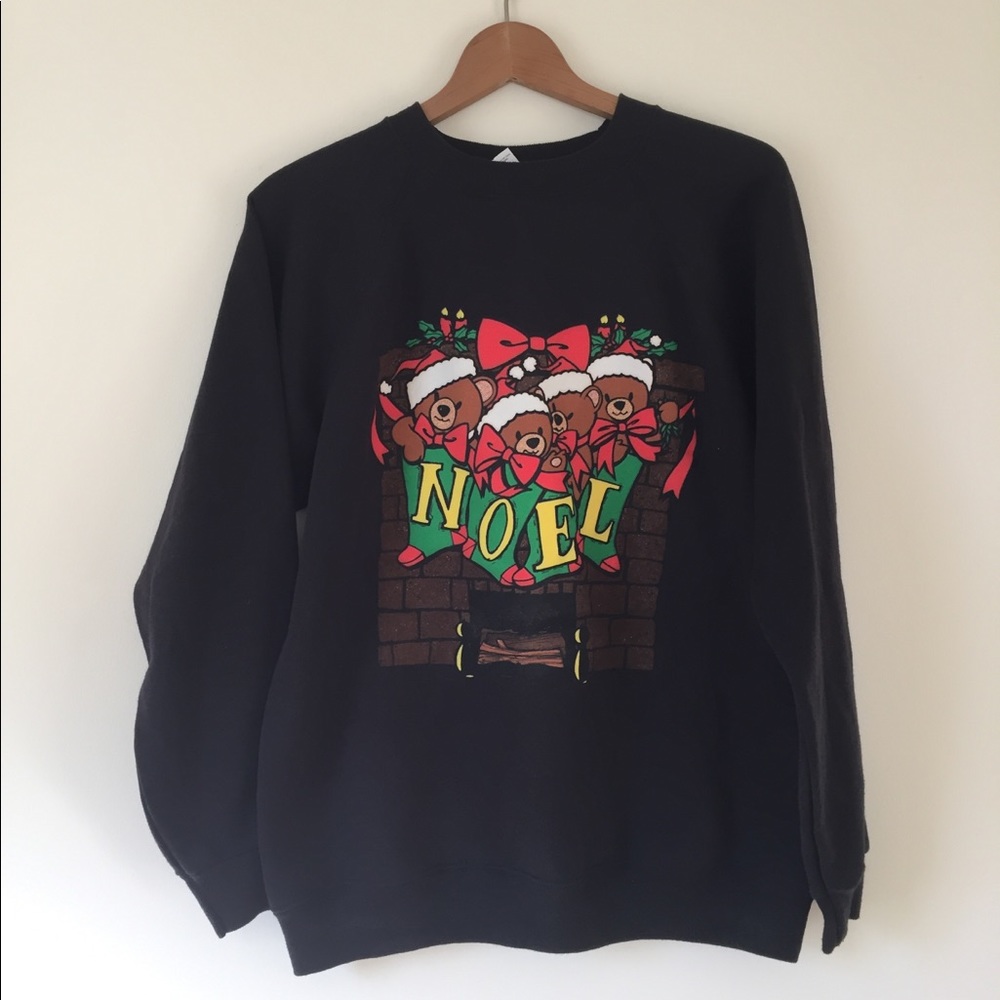 Christmas Sweatshirt Teddy Bear Noel Vintage